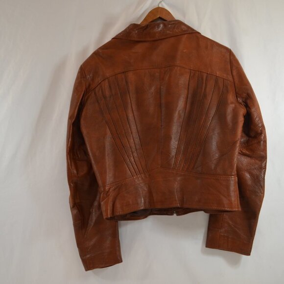 Women's Brown Leather Jacket - Picture 4 of 11
